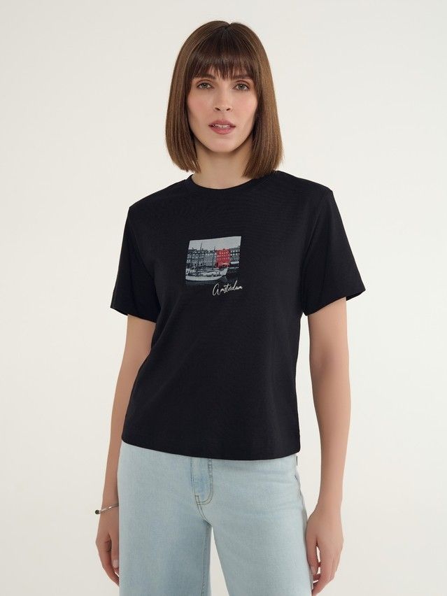 Women's polo neck shirt CONTE ELEGANT LD 3029, s.170-92, black-amsterdam - 2