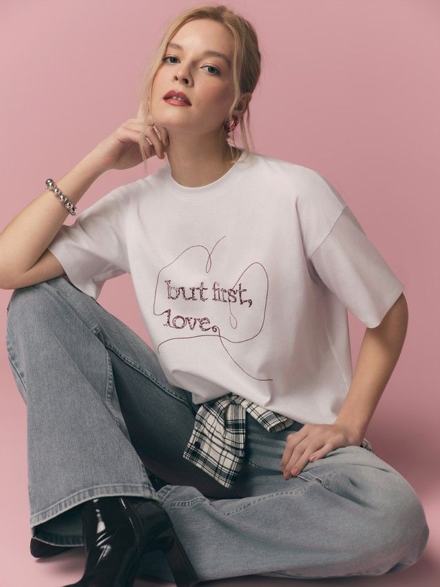 Women's polo neck shirt CONTE ELEGANT LD 3032, s.170-92, white-love - 6