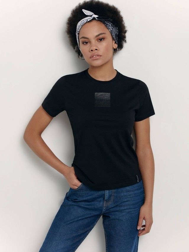 Women's polo neck shirt CONTE ELEGANT LD 1739, s.170-92, black-black - 2