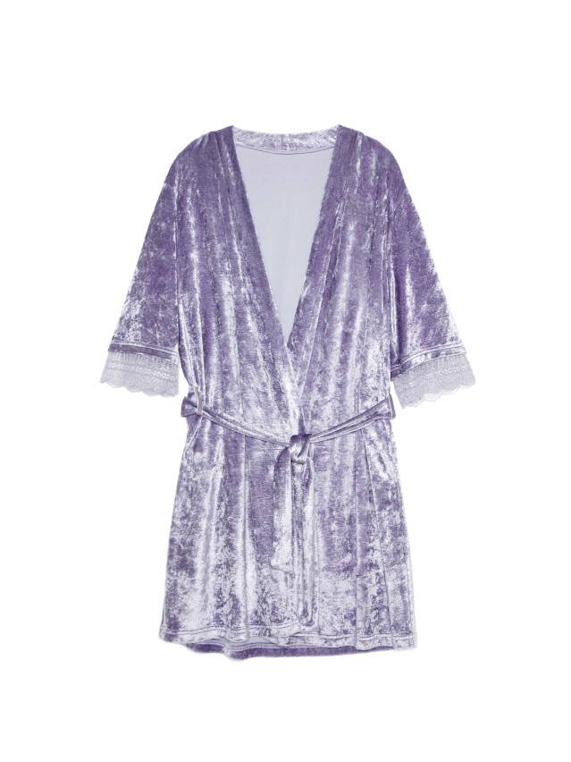 Velour bathrobe for home LHW 1006, s.170-84-90, grey-lilac - 3