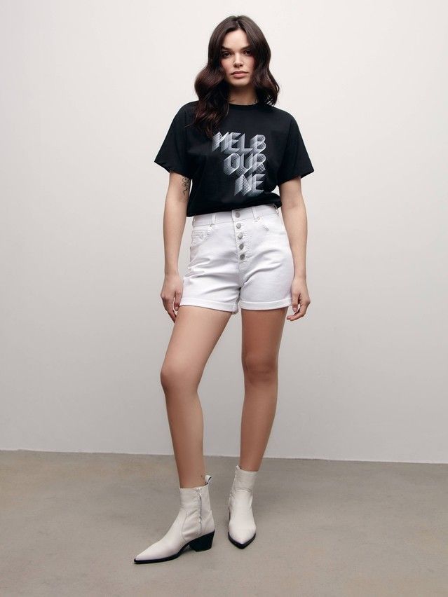 Denim shorts CONTE ELEGANT CON-446, s.170-90, white - 1