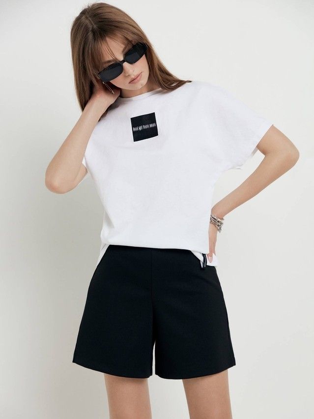Women's polo neck shirt CONTE ELEGANT LD 1649, s.170-100, white-black - 2