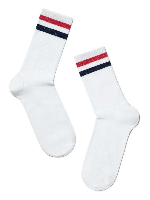 Women's cotton socks ACTIVE 19C-65SP, rives. 36-37, 157 white-red - 2