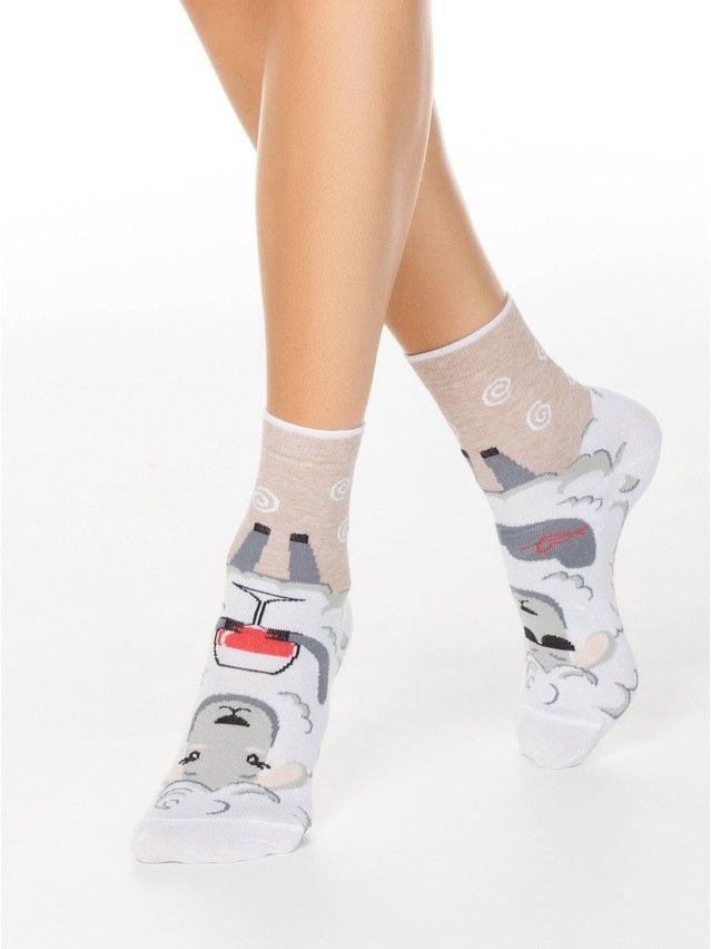 Women's cotton socks HAPPY 18С-227SP, rives. 36-39, 170 beige - 1