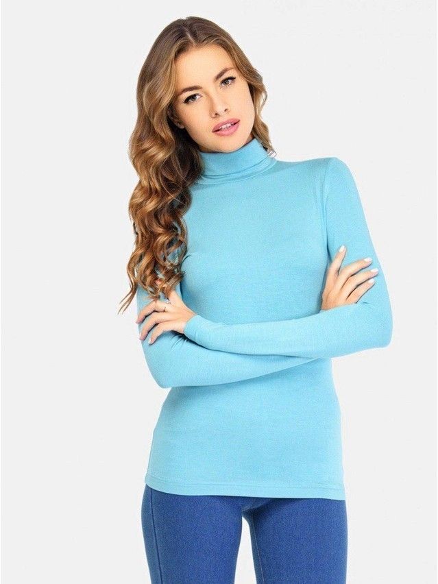 Women's polo neck shirt CONTE ELEGANT LD 600, s.158,164-100, turquoise - 2