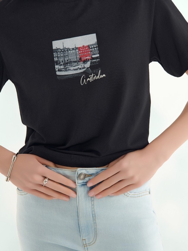 Women's polo neck shirt CONTE ELEGANT LD 3029, s.170-92, black-amsterdam - 4