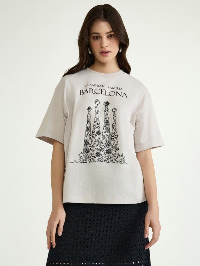 Women's polo neck shirt CONTE ELEGANT LD 3037, s.170-92, white-palms - 1