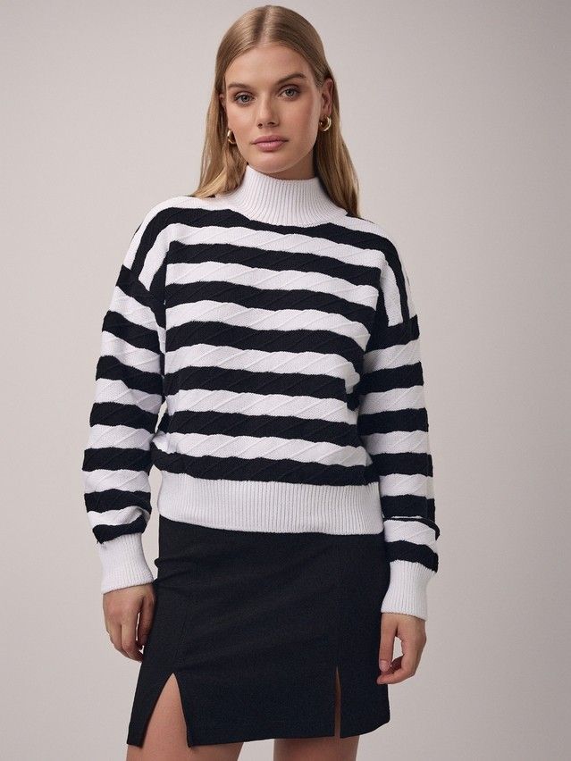 Women's pullover CONTE ELEGANT LDK2399, s.170-84, white-black - 1