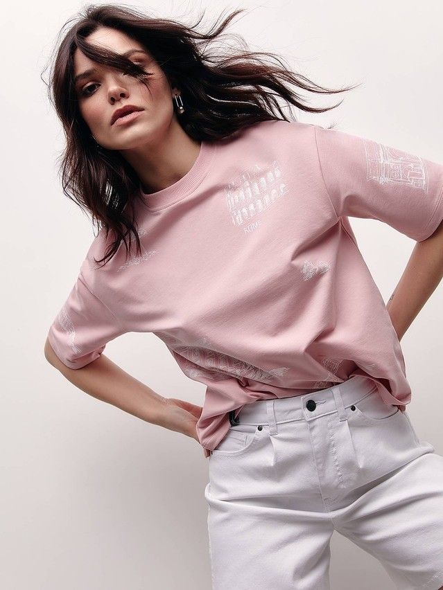 Women's polo neck shirt CONTE ELEGANT LD 1634, s.170-92, romantic pink - 2
