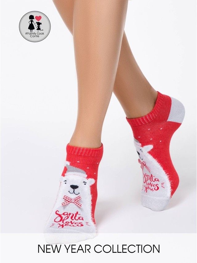 Women's socks CONTE ELEGANT NEW YEAR (anklets),s.23-25, 383 red - 1