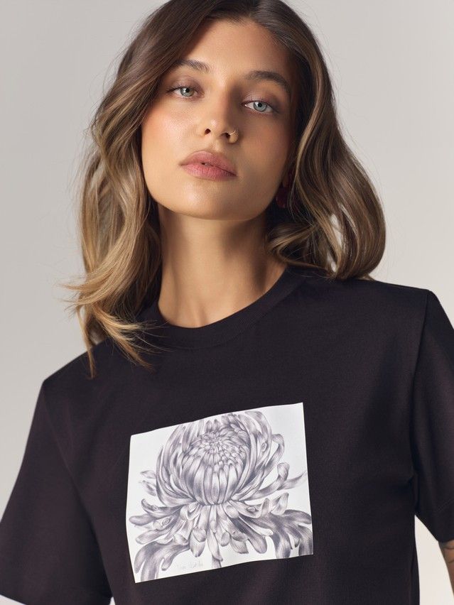 Women's polo neck shirt CONTE LD 3470, s.170-88, black-chrysanthemum - 4