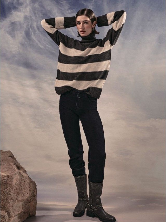 Denim trousers CONTE ELEGANT CON-678, s.170-102, black - 1