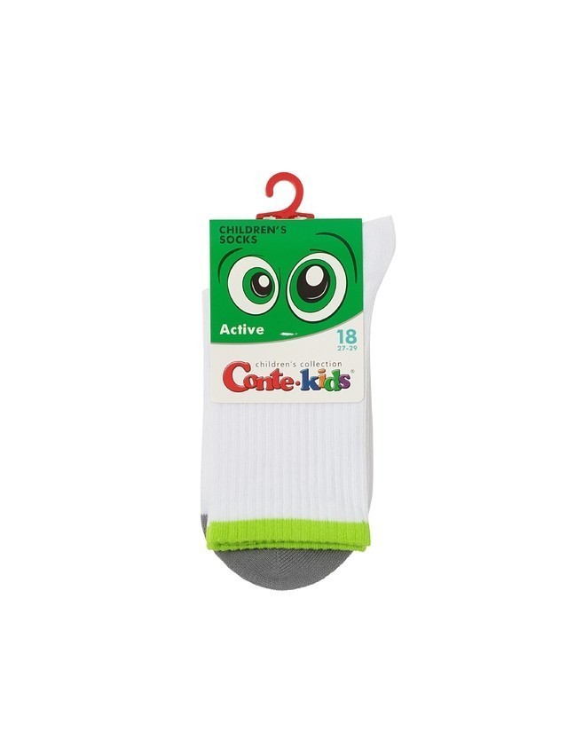 Children's socks CONTE-KIDS ACTIVE, s.16, 1021 white-lettuce green - 6