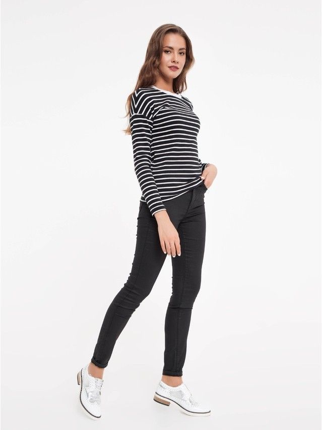Women's polo neck shirt CONTE ELEGANT LD 827, s.170-100, black-white - 2