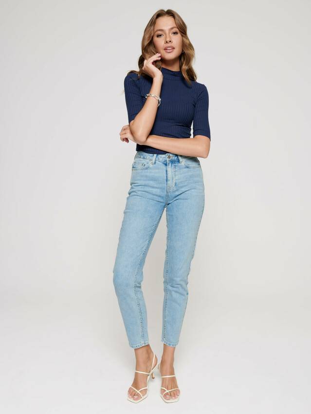 Mom Fit jeans jeans with High rise CON-188, s.170-90, acid washed blue - 1