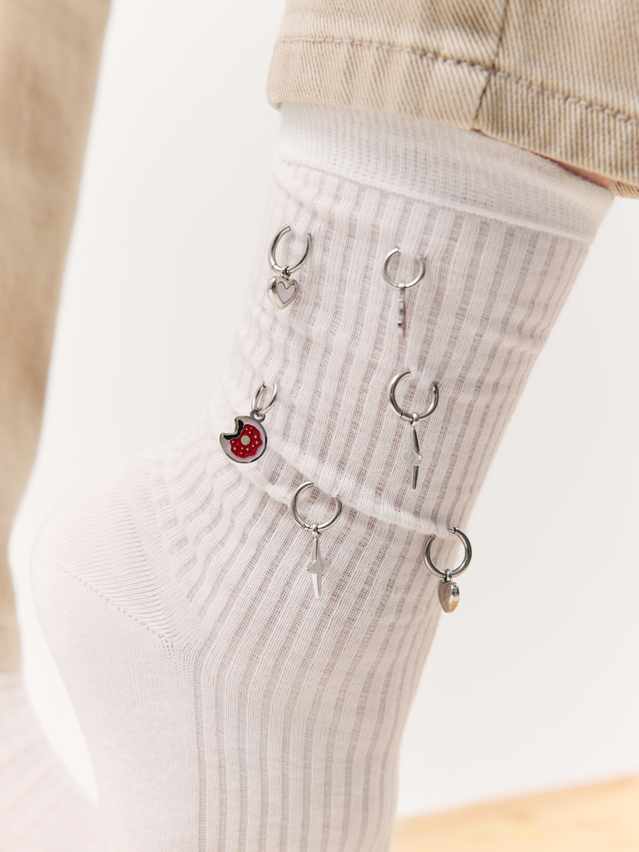 Metal earings CONTE heart (2 pieces),- 6