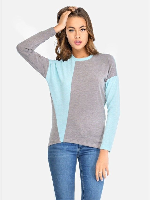 Women's polo neck shirt CONTE ELEGANT LD 673, s.158,164-84, azure-latte - 1