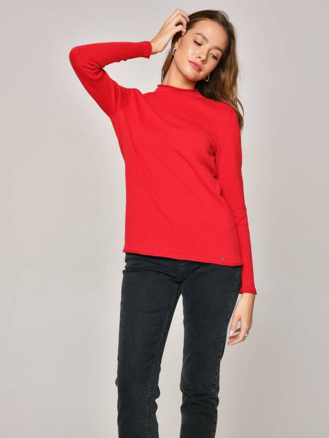 Women's polo neck shirt CONTE ELEGANT LDK102, s.170-84, ruby red - 1