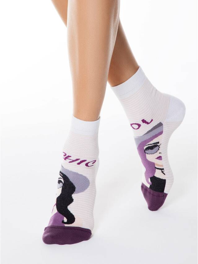 Women's socks CONTE ELEGANT HAPPY, s.23, 133 apricot-violet - 1