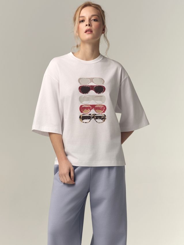 Women's polo neck shirt CONTE LD 3449, s.170-88, white-glasses - 1