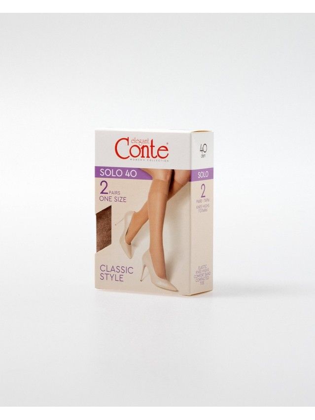 Women's knee high socks CONTE ELEGANT SOLO 40 (2 pairs) (box),s.23-25, bronz - 3