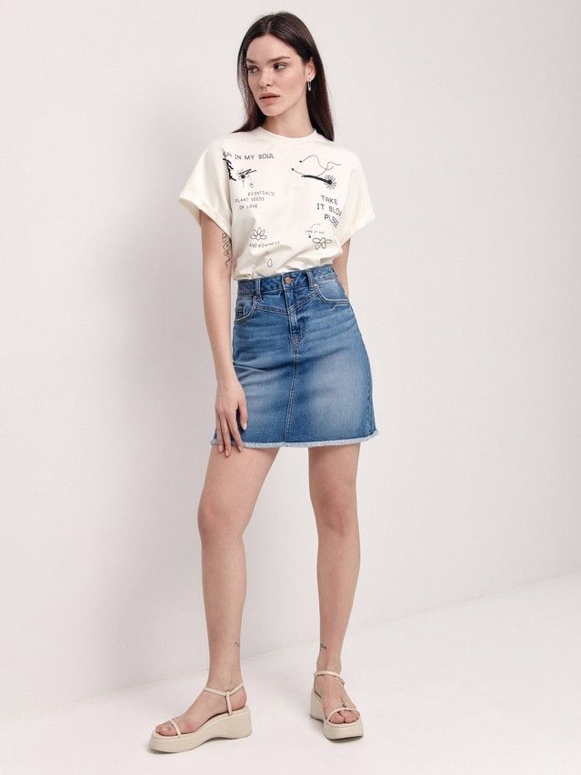 Denim skirt CONTE ELEGANT CON-426, s.170-94, washed blue - 2