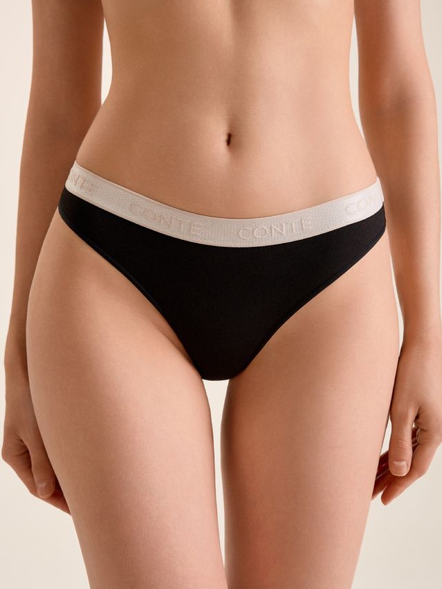 Women's panties CONTE ELEGANT PRINT DOTS LB 2545, s.90, black-beige - 1