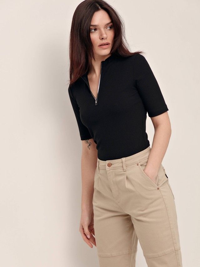 Women's polo neck shirt CONTE ELEGANT LD 1622, s.170-92, black - 2