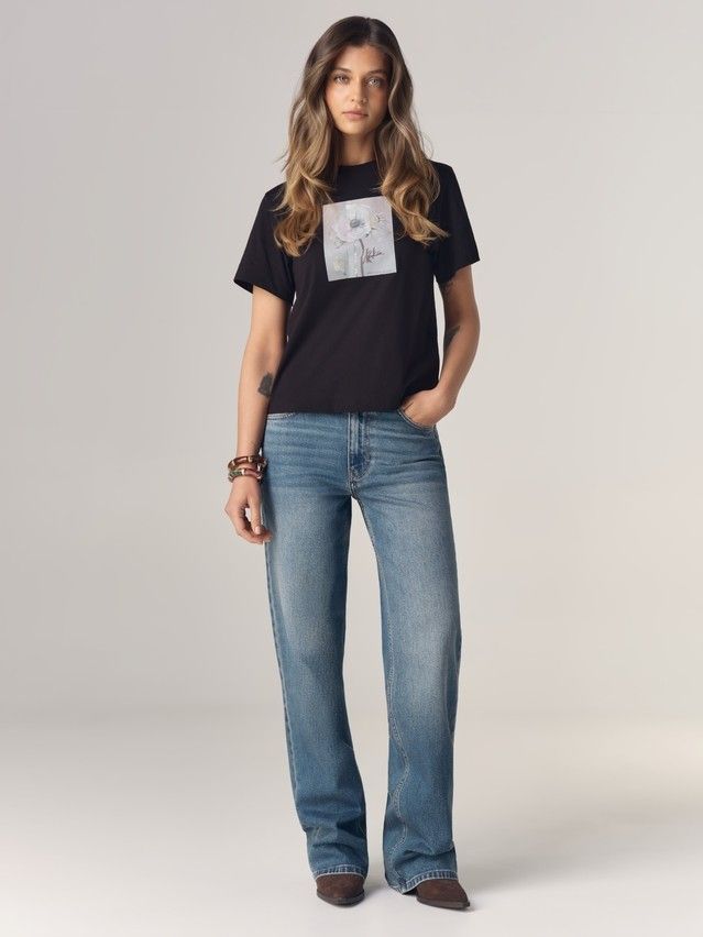 Women's polo neck shirt CONTE LD 3470, s.170-88, black-rosehip - 3