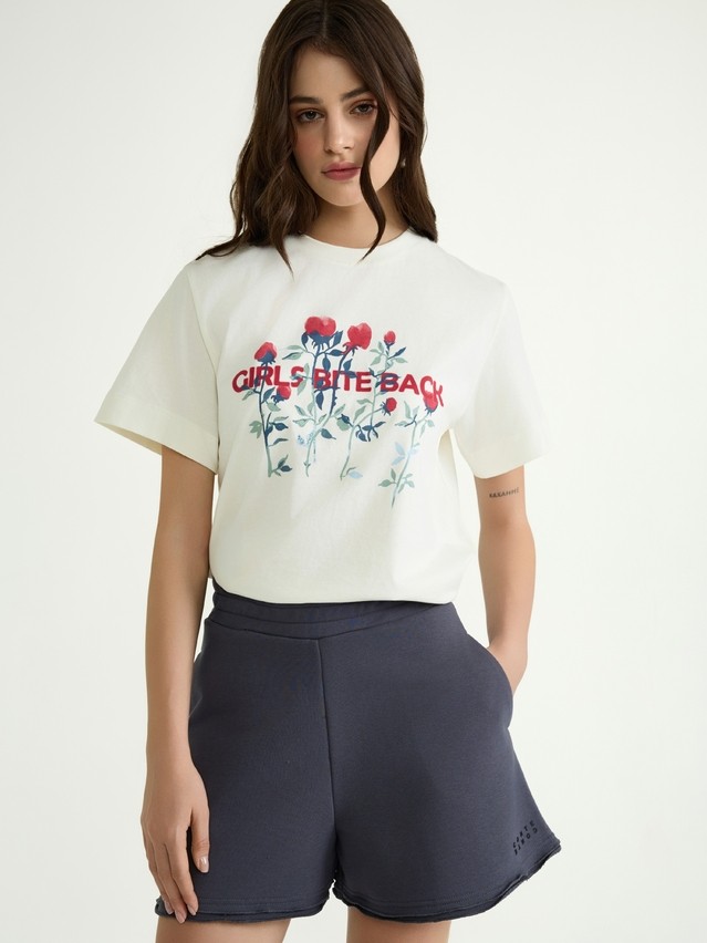 Women's polo neck shirt CONTE ELEGANT LD 3029, s.170-92, milk-flowers - 1