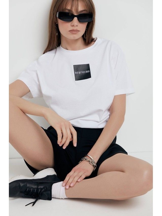 Women's polo neck shirt CONTE ELEGANT LD 1649, s.170-100, white-black - 1