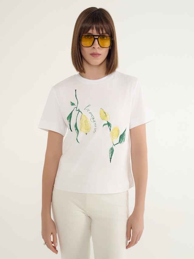 Women's polo neck shirt CONTE ELEGANT LD 3029, s.170-92, white-lemons - 2