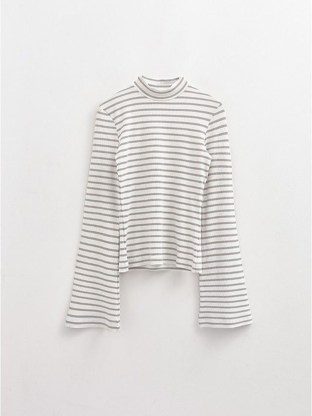 Women's polo neck shirt CONTE ELEGANT LD 2798, s.170-92, grey-milk - 5