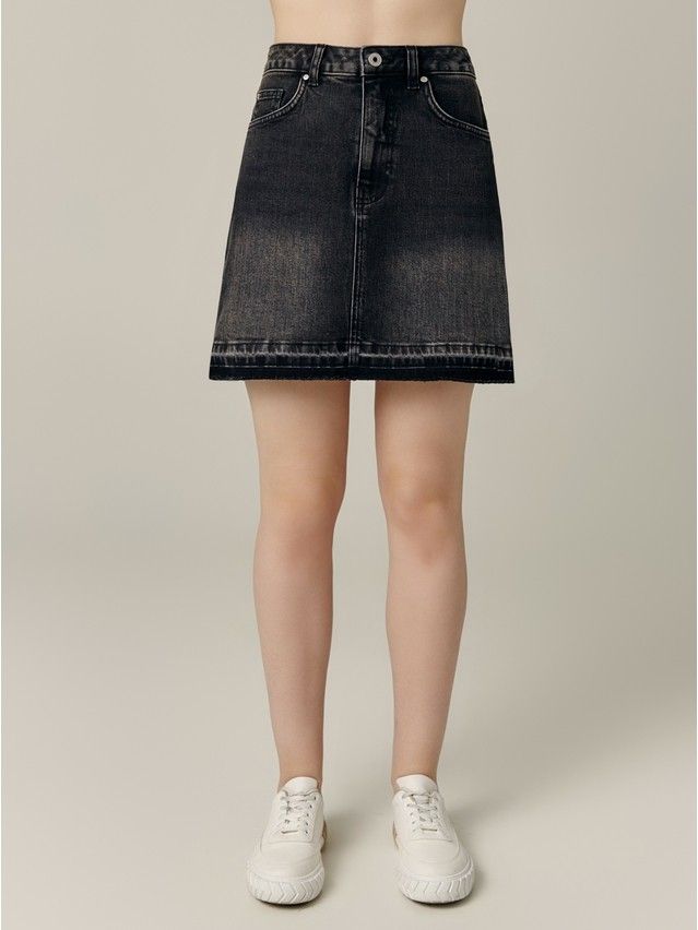 Denim skirt CONTE ELEGANT CON-687, s.170-94, washed black - 5