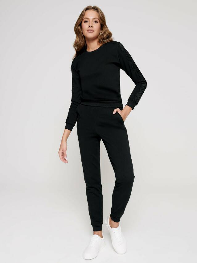 Women's sweatshirt LD 1051, s.170-92, shiny black - 1