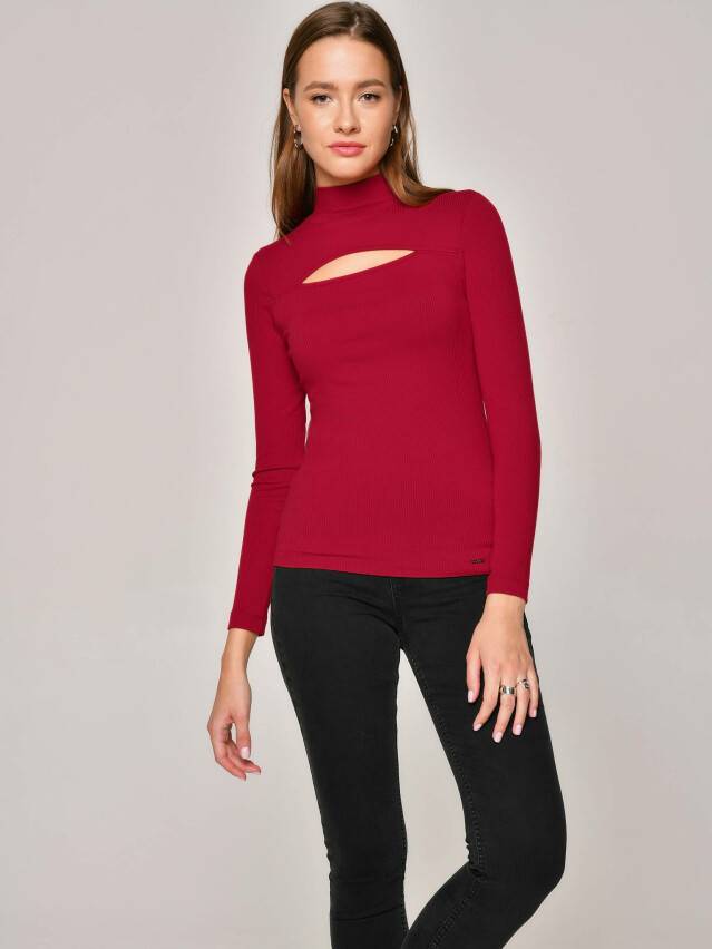 Women's polo neck shirt CONTE ELEGANT LD 1146, s.170-100, dark red - 1