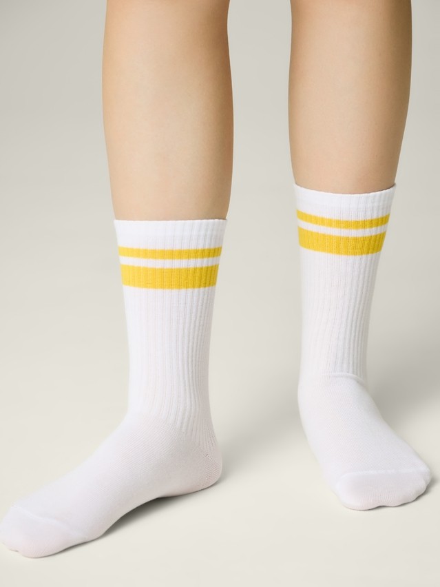 Children's socks CONTE-KIDS ACTIVE, s.16, 1020 white-yellow - 1