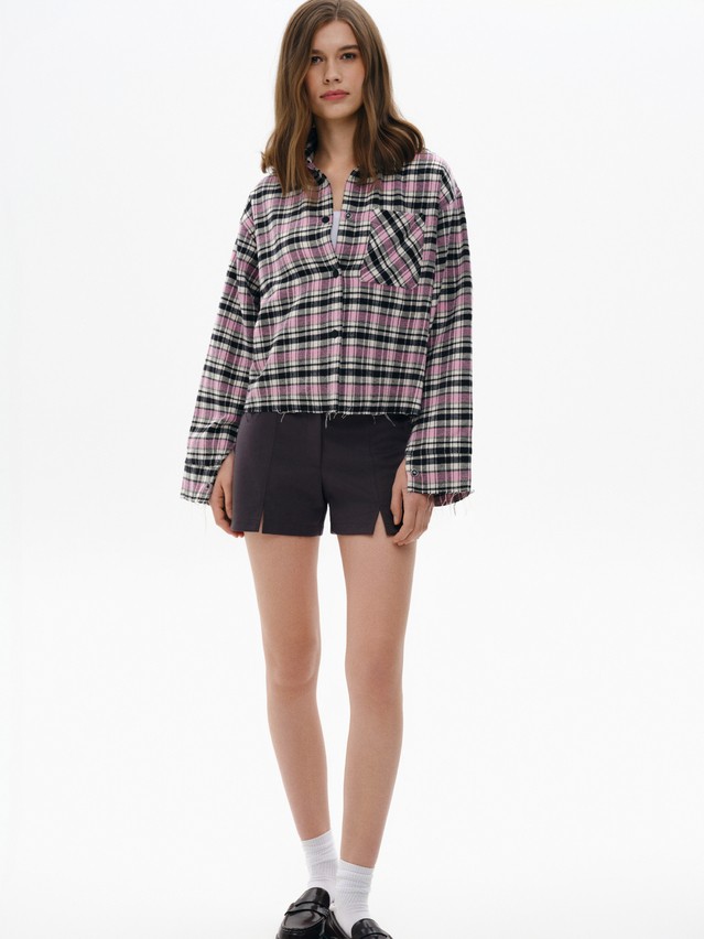 Women's shirt CONTE LRU 3504, s.170-88-94, black-pink check - 1