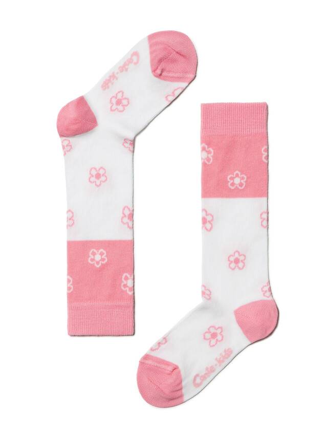 Children's knee high socks CONTE-KIDS TIP-TOP, s.21-23, 041 white-light pink - 1