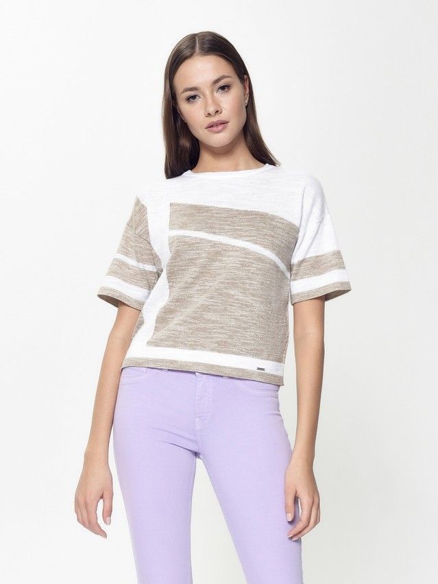 Women's polo neck shirt CONTE ELEGANT LDK051, s.170-84, white-sandy beige - 6