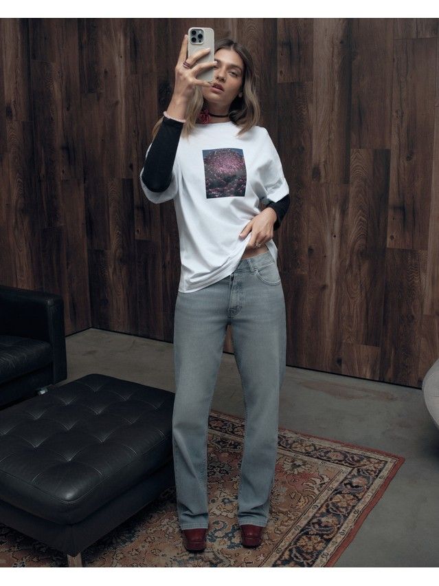 Women's polo neck shirt CONTE LD 3468, s.170-88, white-aster - 2