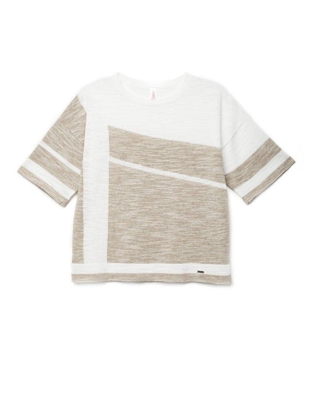 Women's polo neck shirt CONTE ELEGANT LDK051, s.170-84, white-sandy beige - 2