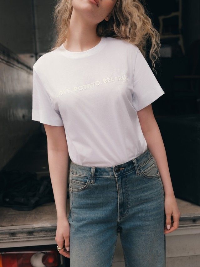 Women's polo neck shirt CONTE ELEGANT LD 3029, s.170-92, white-potato - 2