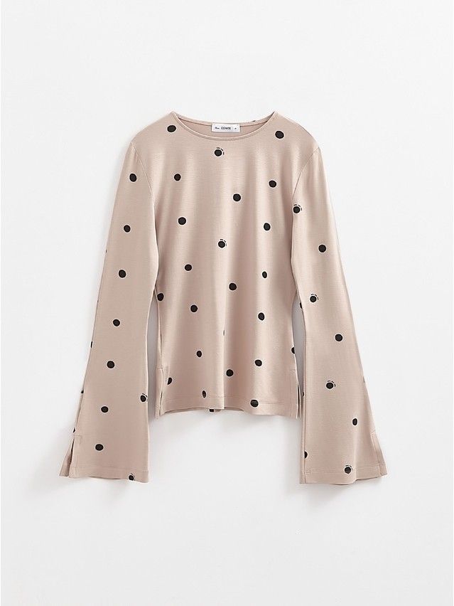 Women's polo neck shirt CONTE ELEGANT LD 3147, s.170-92, beige-dots - 1