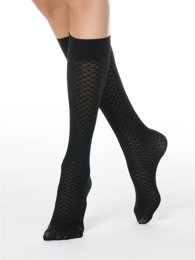 Women's knee high socks CONTE ELEGANT GRETTA, s.23-25, chocolate - 1