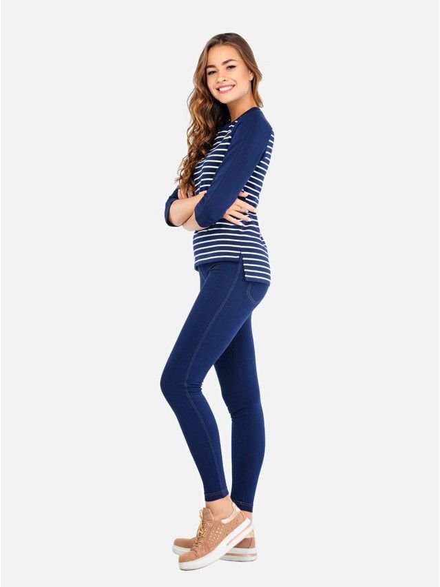 Women's polo neck shirt CONTE ELEGANT LD 627, s.158,164-84, dark blue-white - 1
