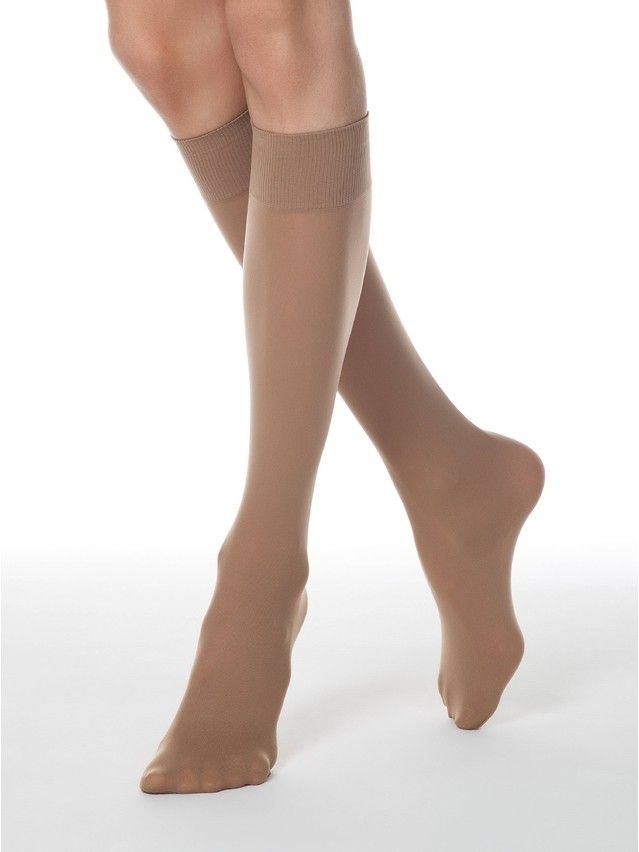 Women's knee high socks CONTE ELEGANT MICROFIBRA 50 (1 pair),envelope, s.23-25, natural - 1