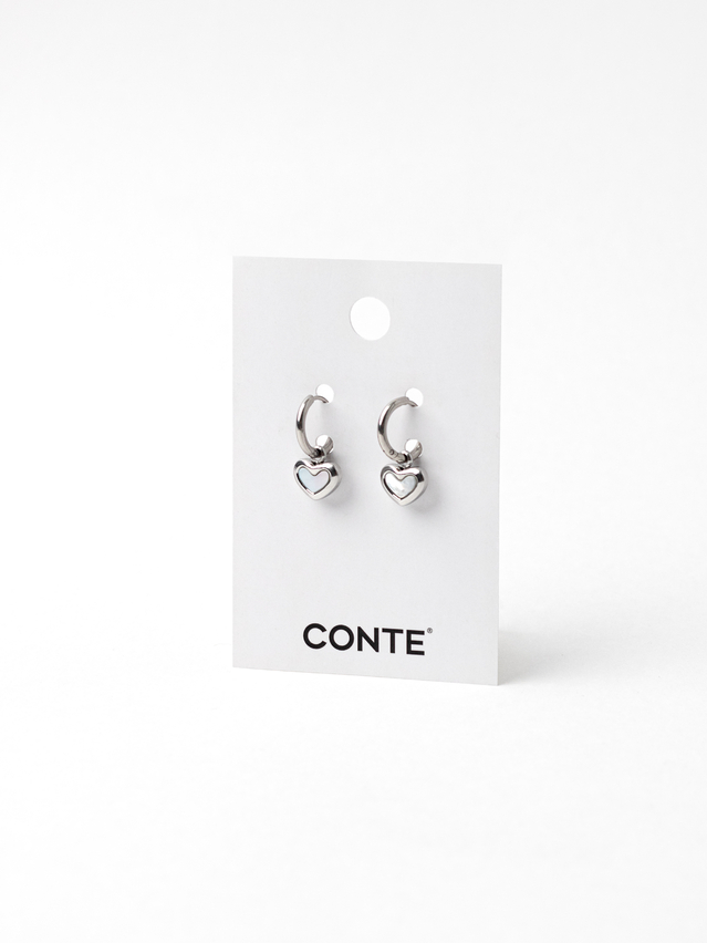 Metal earings CONTE heart (2 pieces),- 1