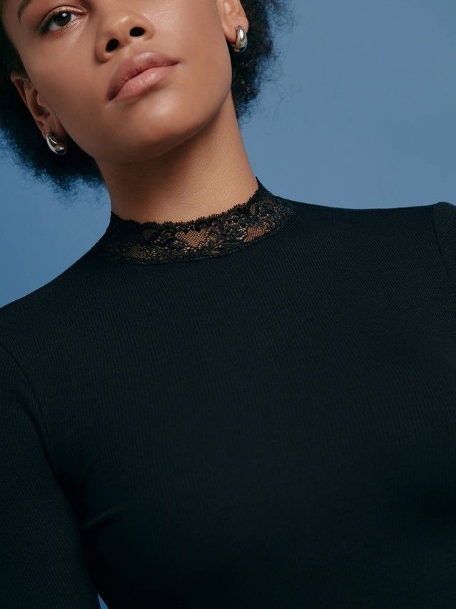 Women's polo neck shirt CONTE ELEGANT LD 1363, s.170-100, black - 3