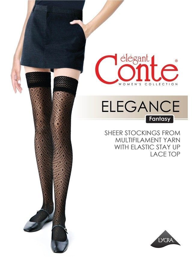 Women's stockings CONTE ELEGANT ELEGANCE, s.1/2, nero - 3